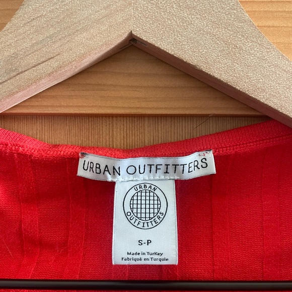 Bright Red/Coral Ribbed Wrap Top - Picture 2 of 2